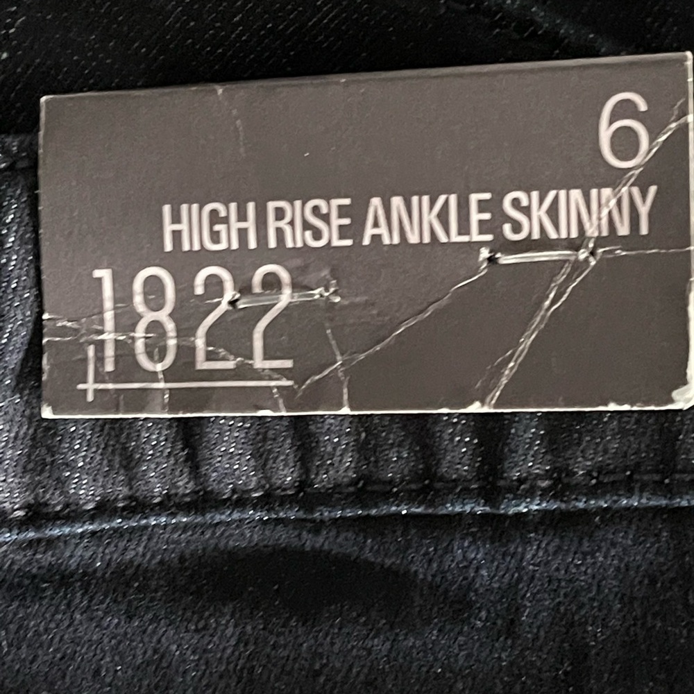 1822 Denim High Rise Ankle Skinny Jeans | Size 6 | Dark Rinse Stretch Pull-On - Picture 5 of 7